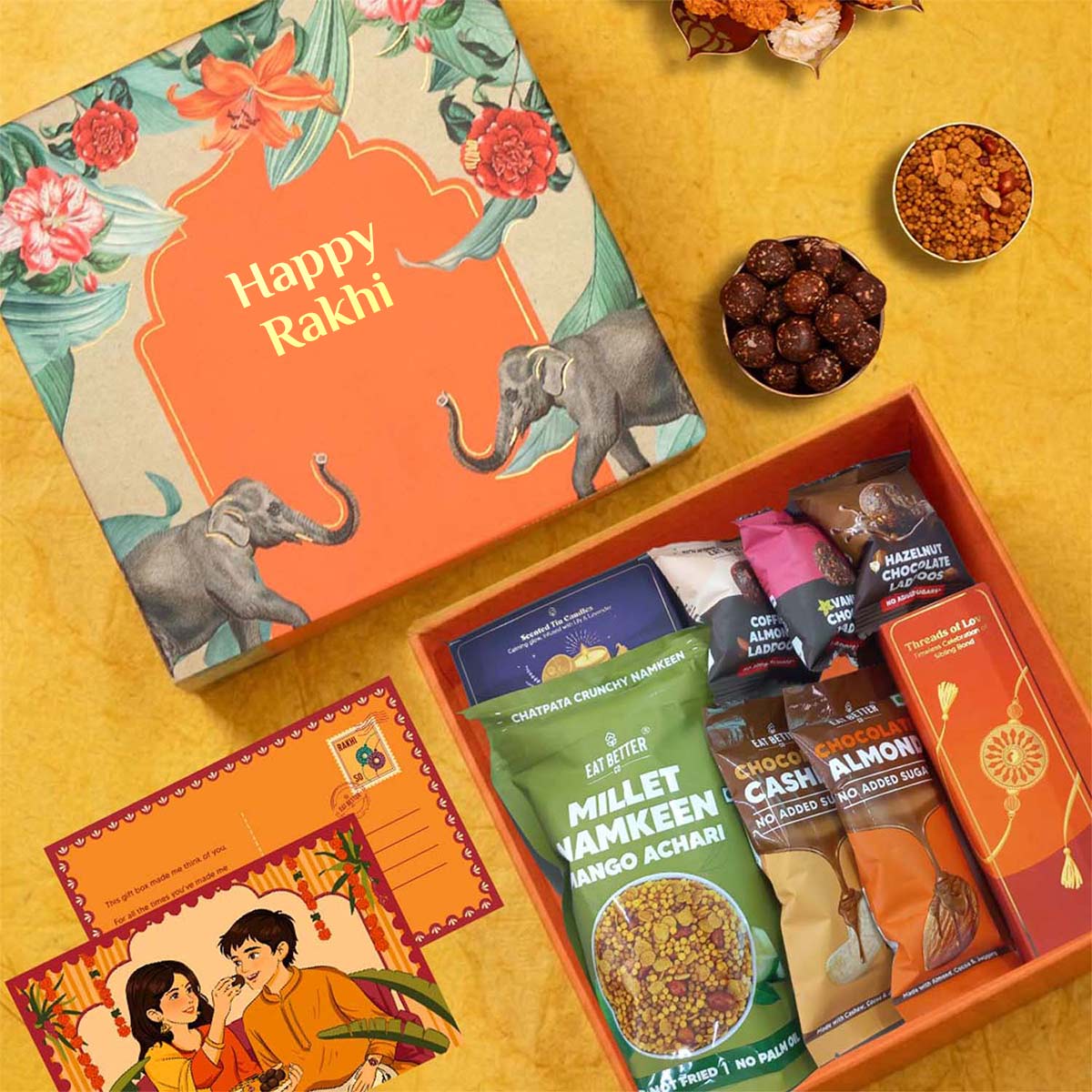 Gajraj - 12 Item Rakhi Gift Hamper for Bhaiya Bhabhi - Image 2